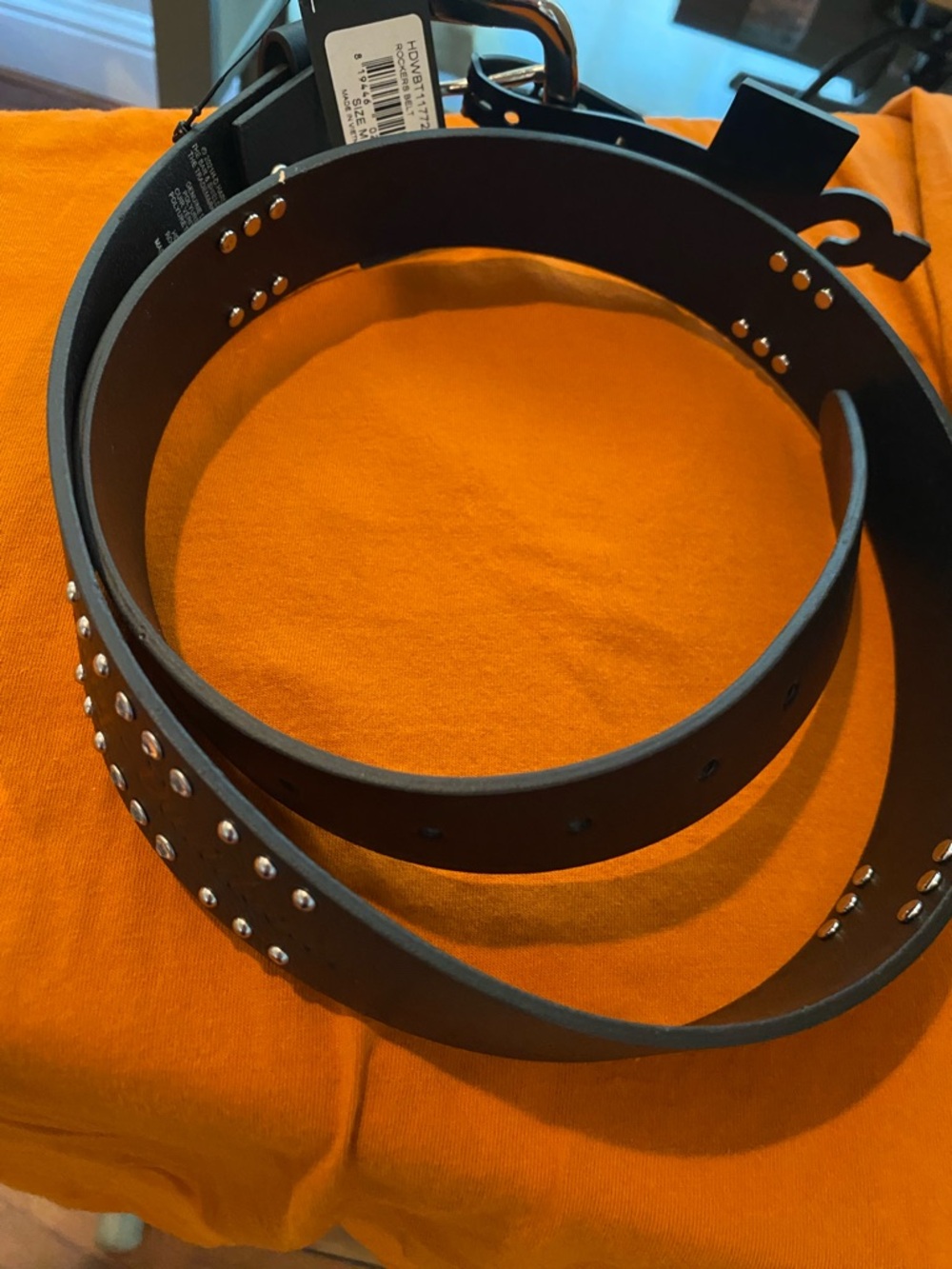 Harley-Davidson Black Studded Leather Belt with Silver Accents
